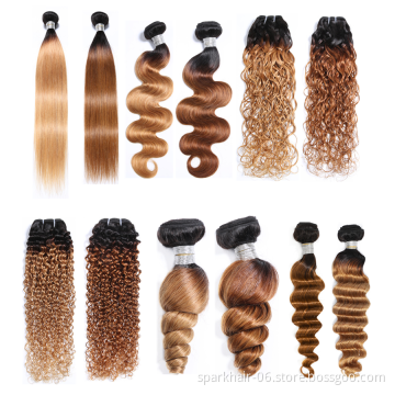 SPARK Ombre Remy Human Hair Bundles Straight Body Deep Bouncy Loose Water Wave Kinky Yaki Afro Curly Factory Wholesale Cheap